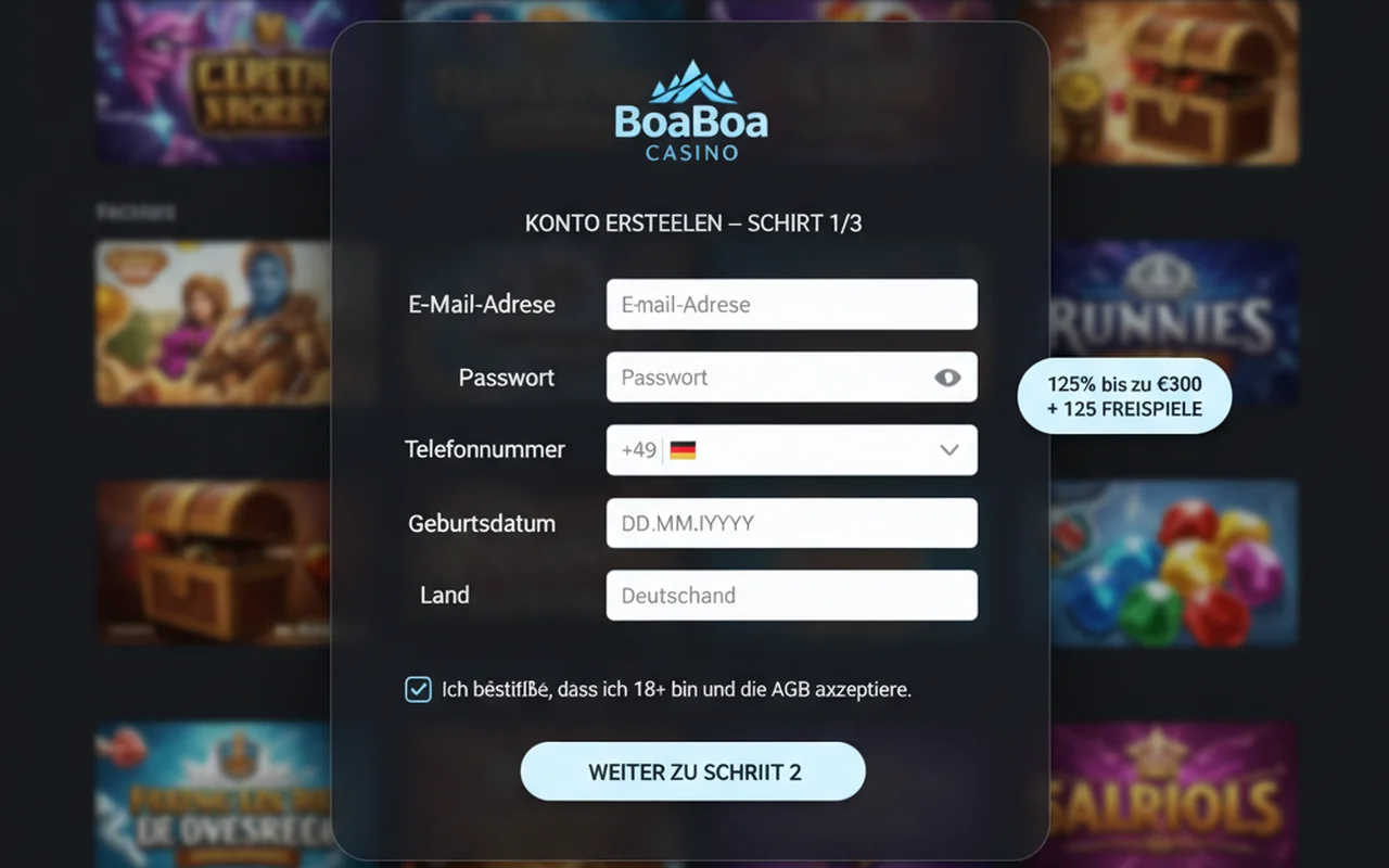 Registrierung in unter 60 Sekunden – BoaBoa Casino